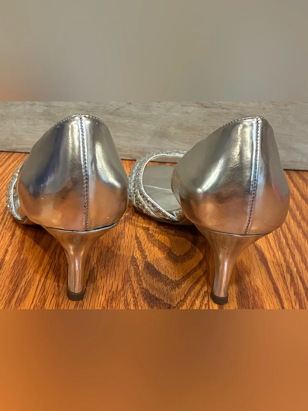 Nina New York Silver Rhinestone Evening Heels D-Orsay Pumps Size 6.5M